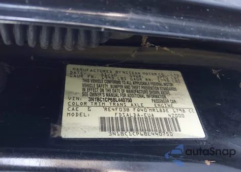 2011 Nissan Versa 1.8S z USA, uszkodzony, nr VIN 3N1BC1CP6BL440750